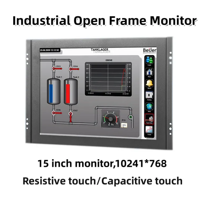 Zhixianda Industrial Display Open Frame TFT LCD 15 Inch 1024*768 Capacitive Touch Screen Monitor With HD-MI VGA Port