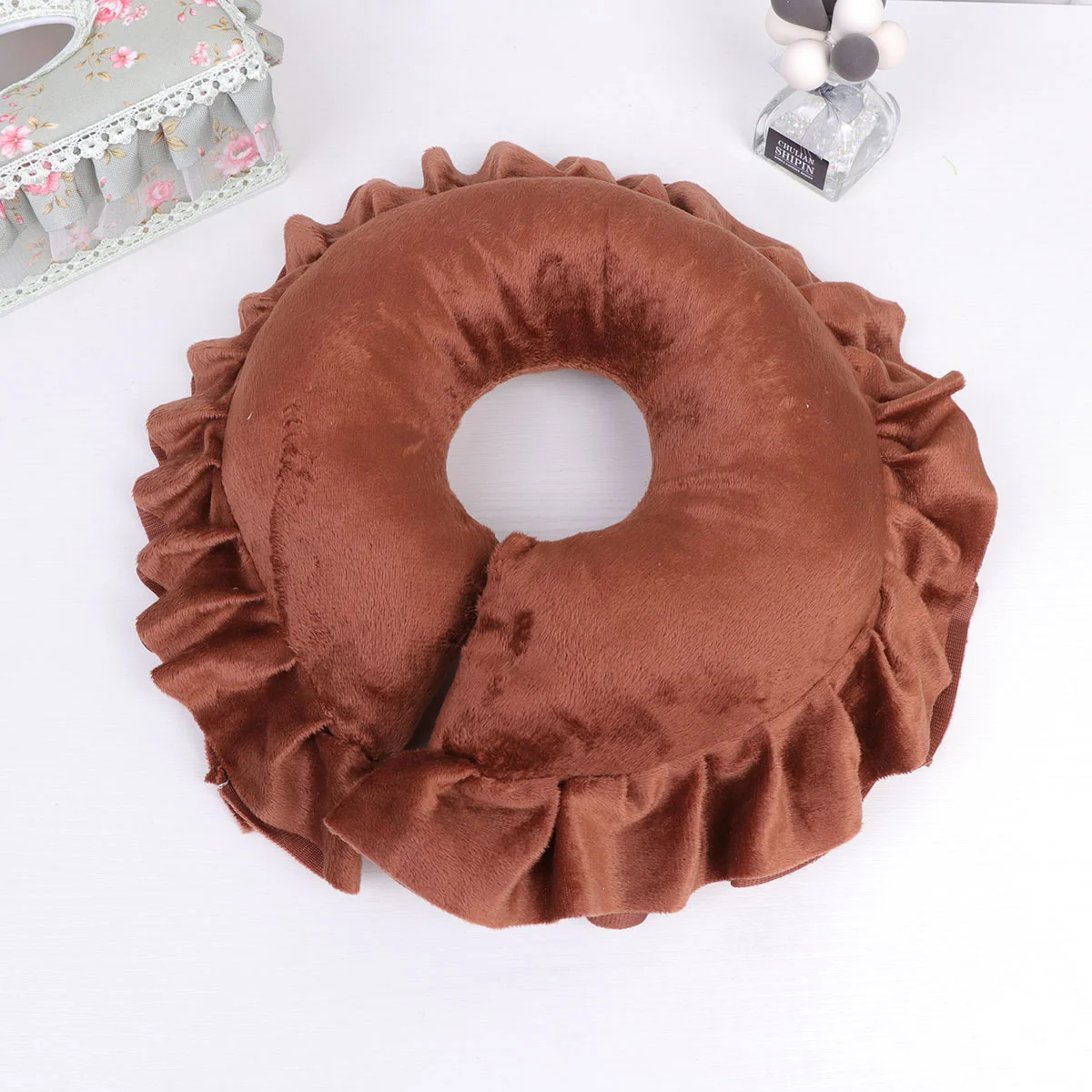 

1pc Salon U-Shaped Pillow Face Massage Sleeping Lying Hollow Pillow Head Cushion (Dark Coffee)