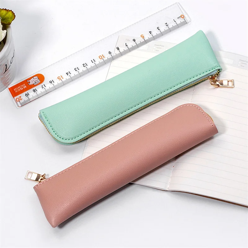 

Pencil Case Bag Large Capacity Simple Durable Zipper Leather Stationery Storage Pouch Holder Fashion Pencil Case Boys Girls