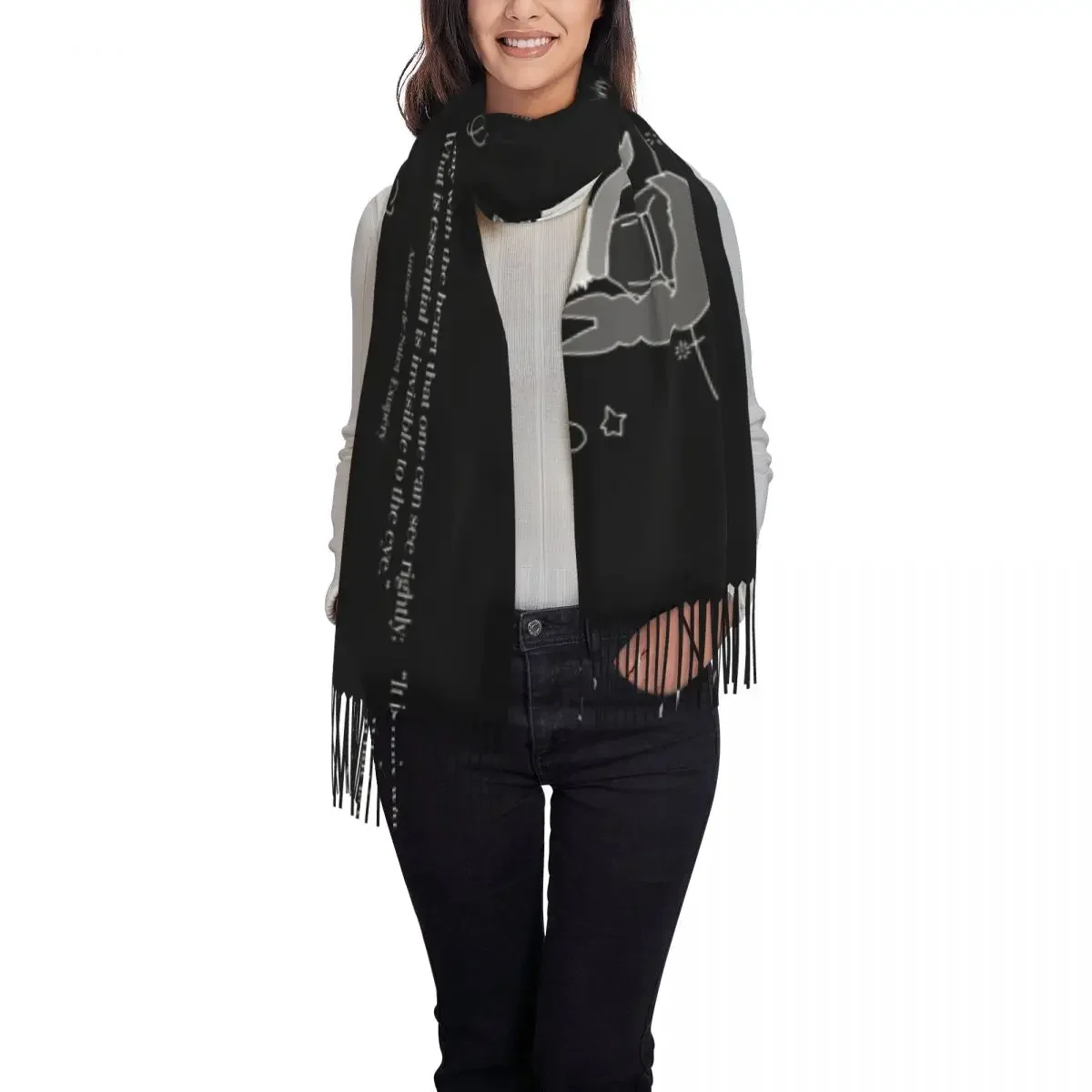 Шарф с цитатами книги Маленький принц теплые мягкие шали и палантины длинной