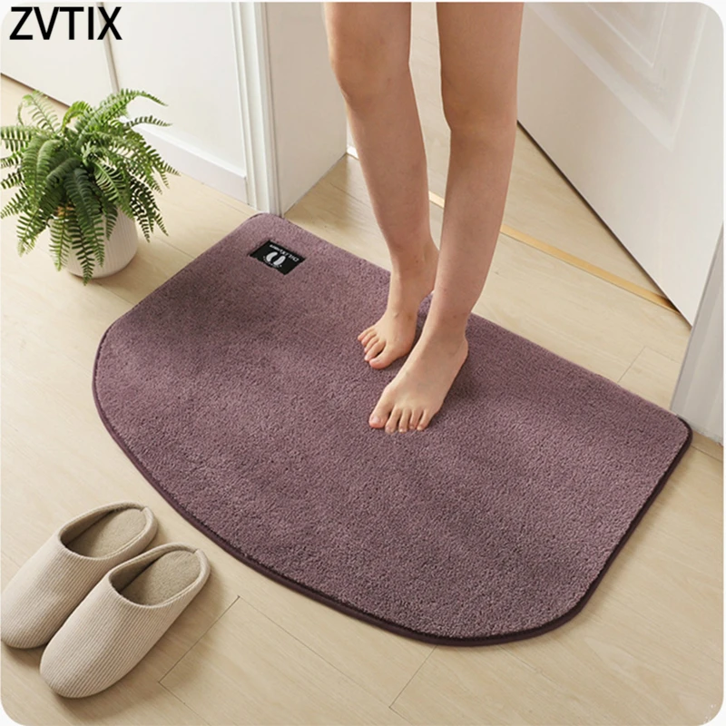 

Semi Circular Microfiber Carpet For Home Non Slip Large Bathroom Rugs Washable Sink Side Bathtub Floor Foot Bath Accessories New