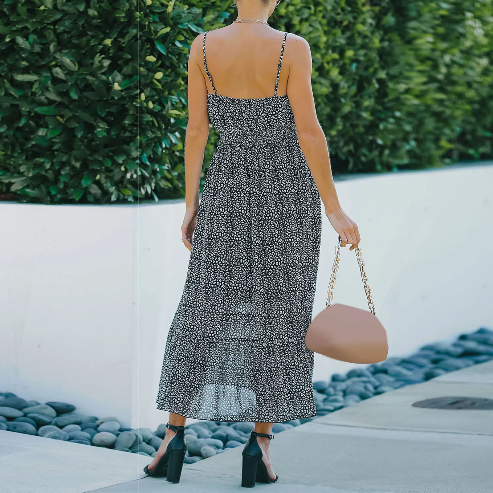 

Cute Sundress Women Summer Casual V Neck Dress Sleeveless Suspenders Leopard Printing Cut Out Blue Checkered Dress for Women