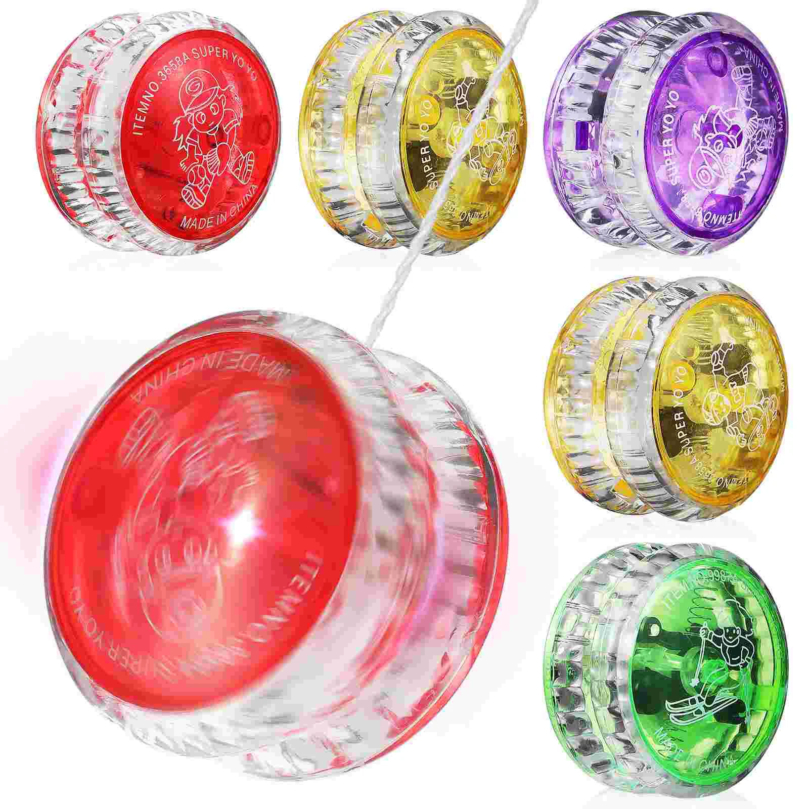 

6 Pcs Yo-yo Flashing Balls Toys Finger Playthings Plastic Party Child Yo-yos Adults