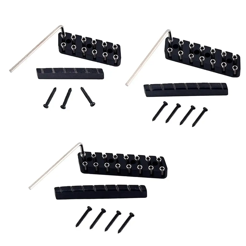 

6/7/8 String Headless Guitar Bridge & Slotted Bone Nut Set for Guitar Parts