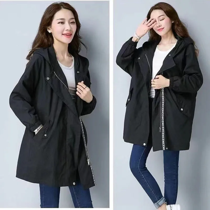 Женский тренчкот средней длины Повседневная ветровка с длинным рукавом и