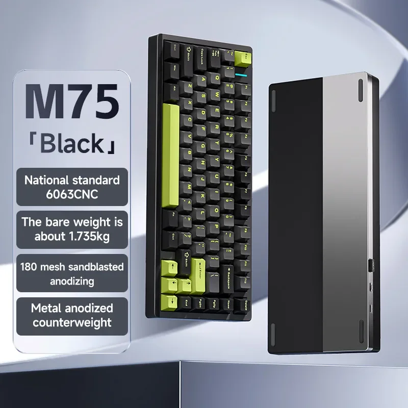 Беспроводная синяя трехрежимная механическая клавиатура для игровых