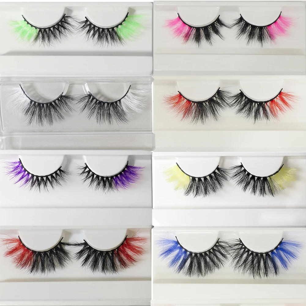 Lash Strips Black And Whit  Natural Long 13-20 Mm Vendor False Eyelashes Pink Red Yellow Colored Lashes Valentine