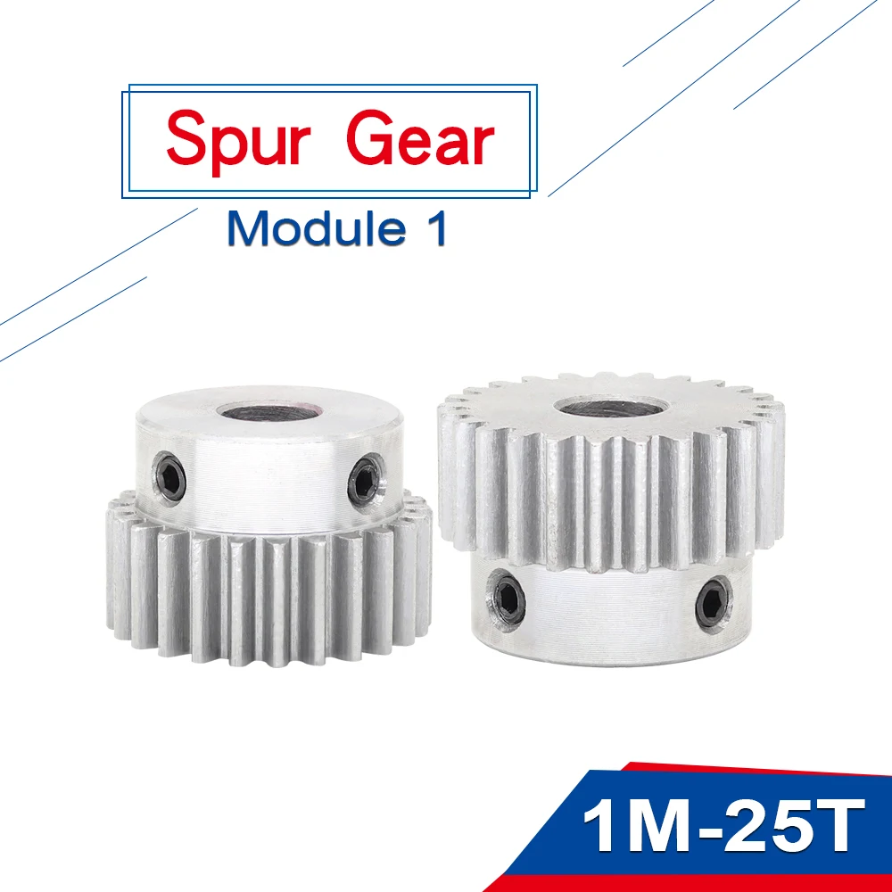 

1 Piece 1M25T Spur Gear Bore 5/6/6.35/7/8/10 /12/12.7/14/15/16mm Motor Gear Low Carbon Steel Material metal Gear for motor