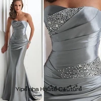 yipeisha strapless sleeveless mermaid silver wedding party gowns 2022 new summer m%c3%a8re formelle robes with stretch satin gown