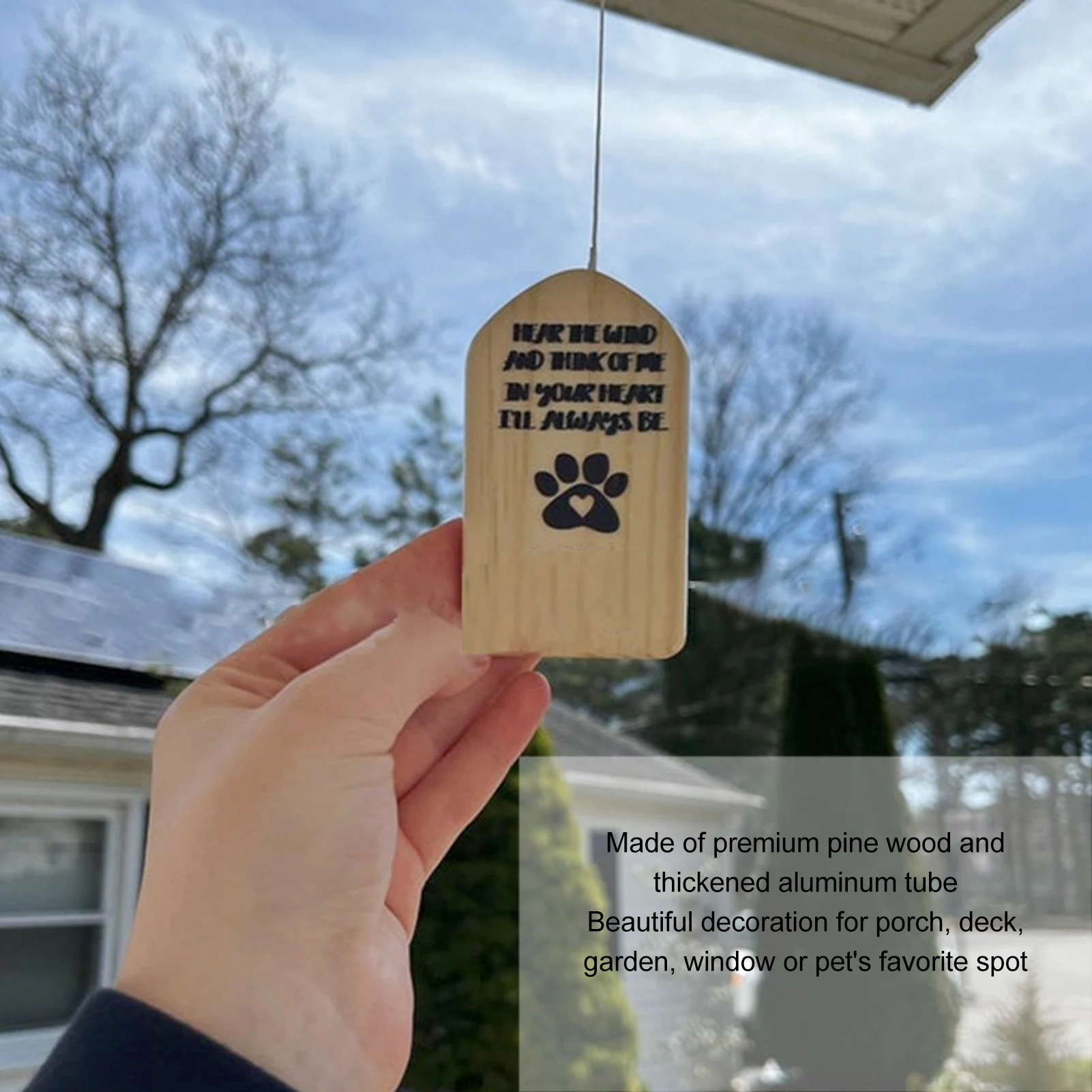 Мемориальные ветряные колокольчики для домашних животных Деревянные уличные
