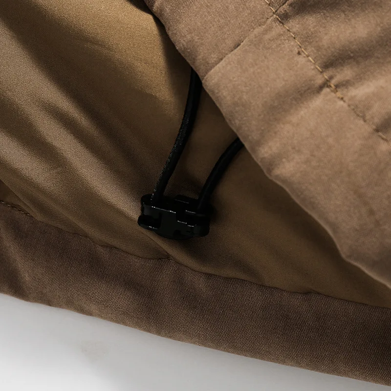 Men's Parkas Coat Polyester 2022 Winter New Couple Stand-up Collar Japanese Retro Letter Print Drawstring Parkas Jacket Women