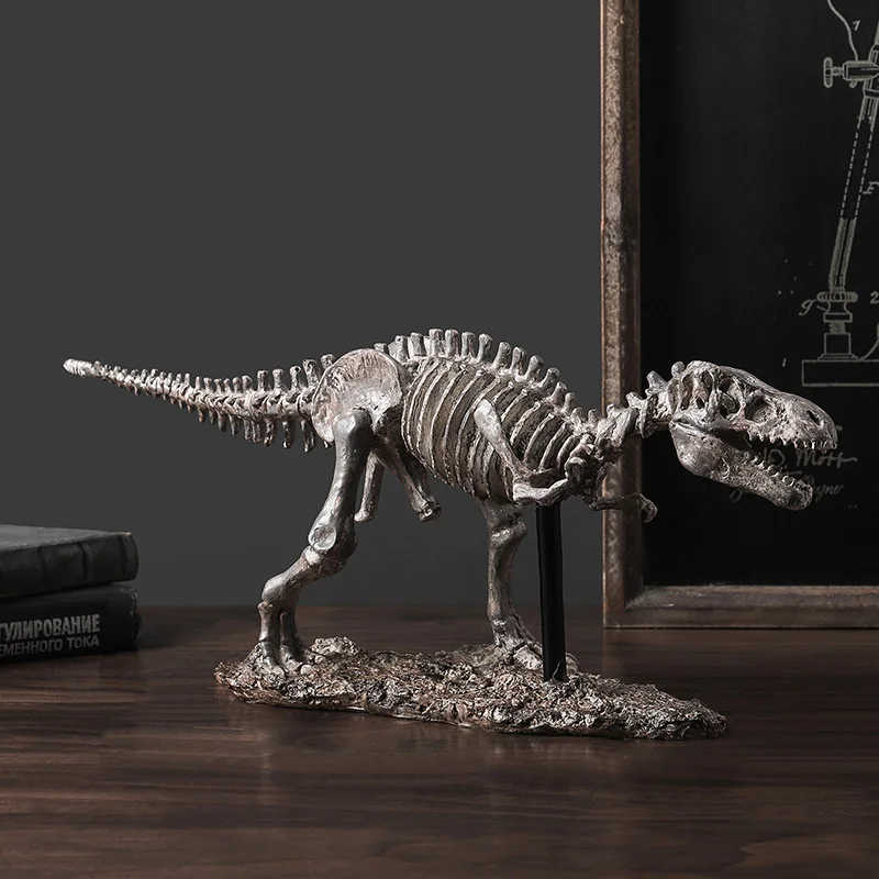 

Resin Tyrannosaurus Rex Skeleton Statue Jurassic Home Decor Bar Miniature Items Retro Jardin Oyuncak Toys Kids Adornos Para Casa