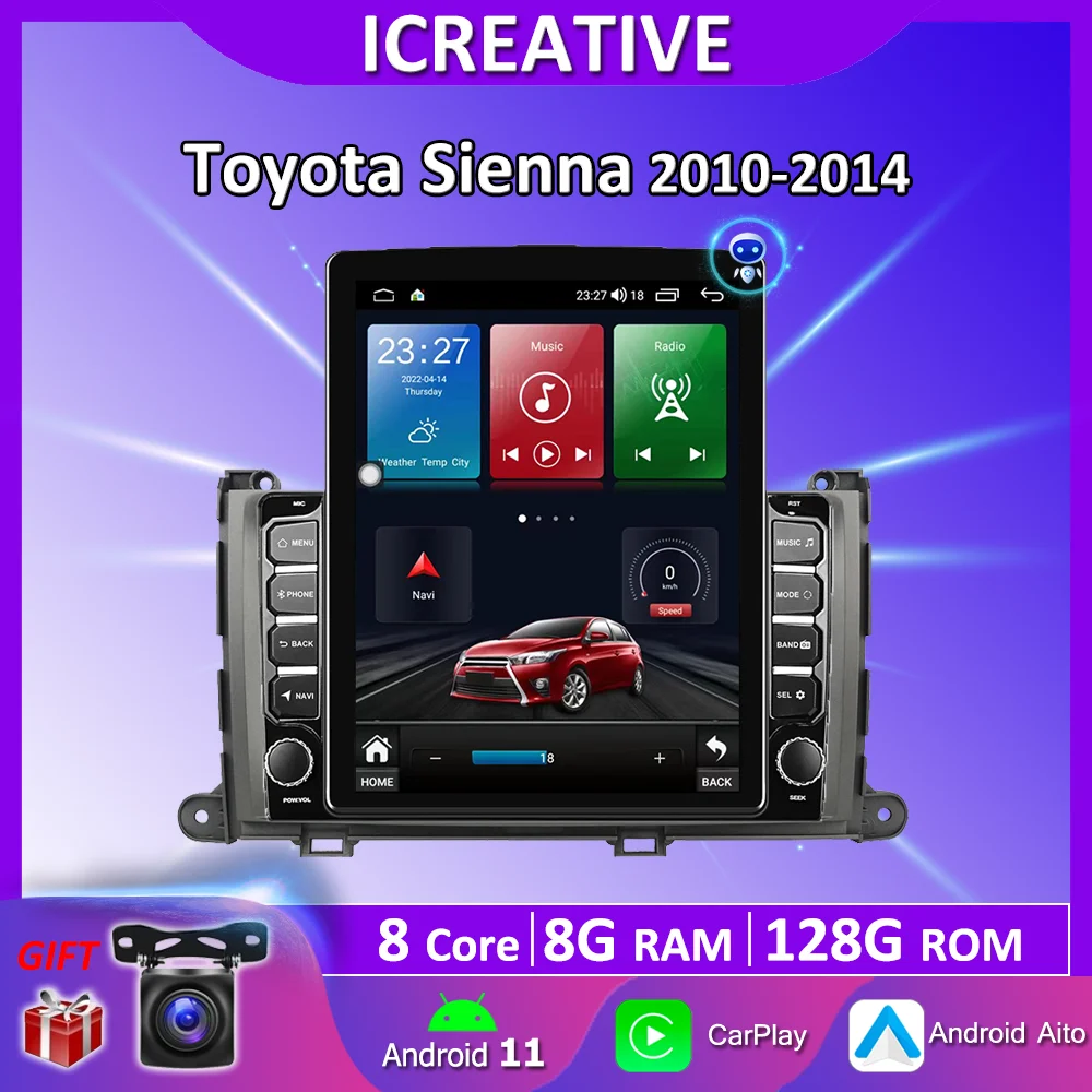 

For Toyota Sienna 2010-2014 4G Carplay Android 9.7" Tesla Screen Car Multimedia Player GPS Navigator Autoradio Stereo Head Unit