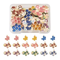 18pcs mixed color alloy enamel honeycomb charms pendants for bracelet necklace earring diy jewelry making accessories wholesale