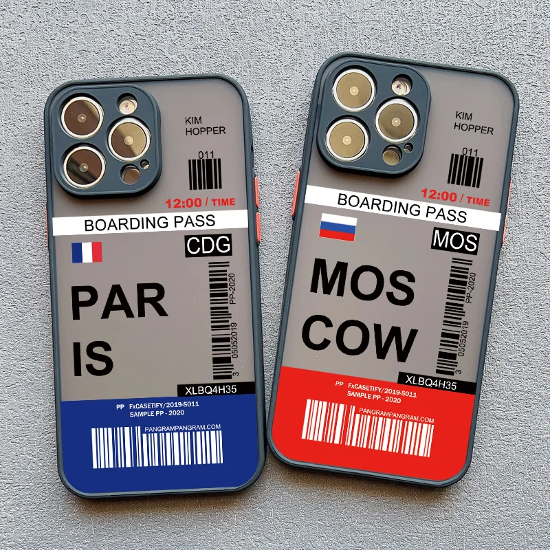 

INS Fashion Design New York Seoul Tokyo Boarding Pass Ticket Phone Case for iphone XS X XR 13 12 11 14 Pro Max 7 8 Plus SE Cover