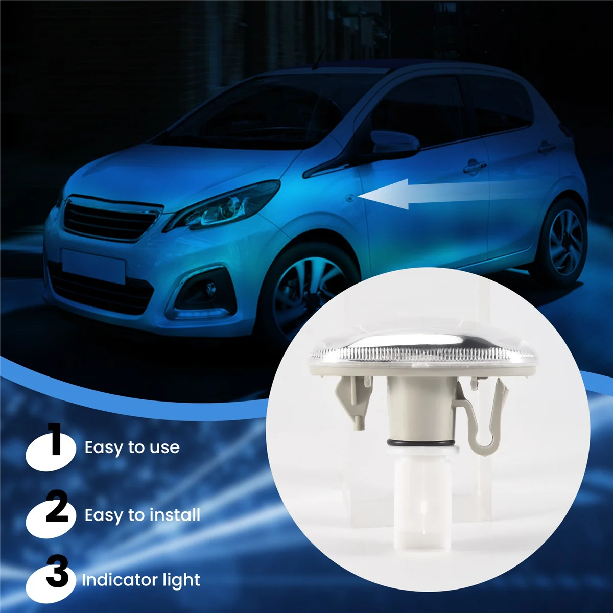 2 шт. повторитель индикатора бокового рулевого управления для Peugeot 108 107 407 206 6325G3