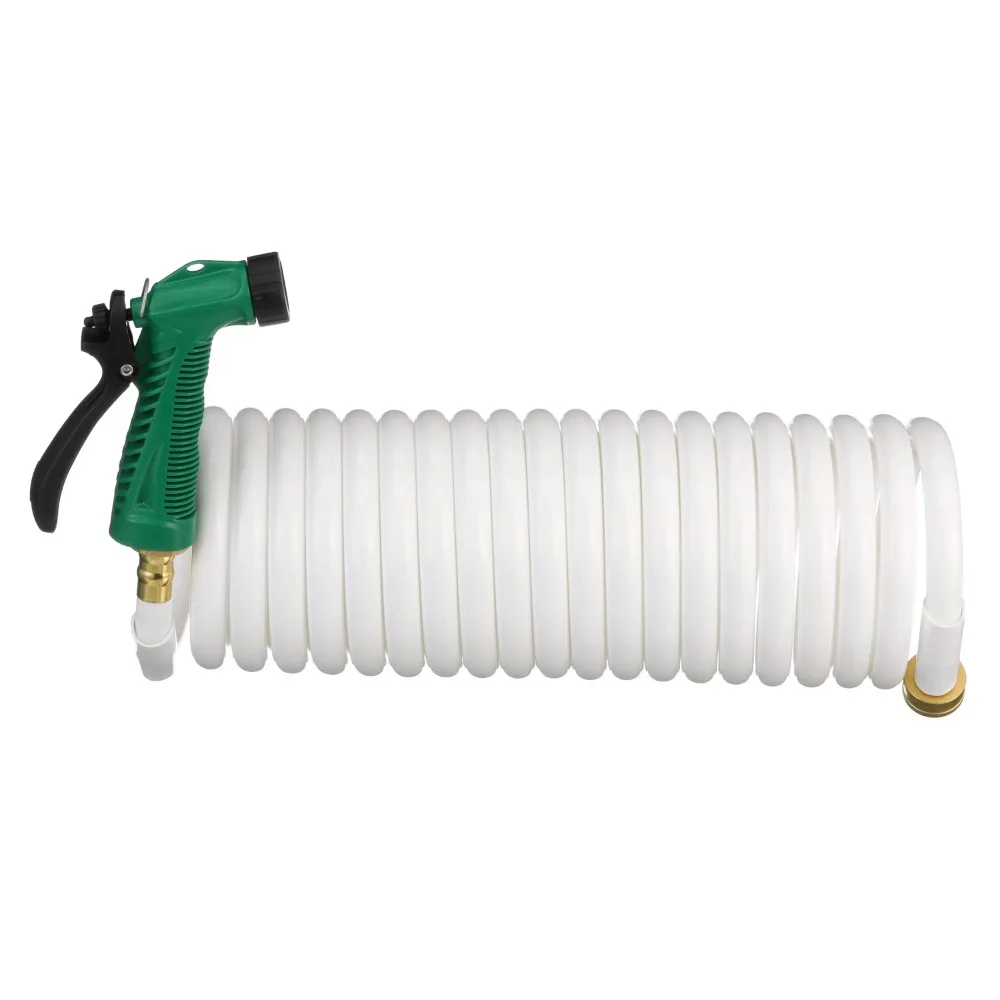 

Seachoice Coiled Washdown Hose w/ Sprayer and Brass Fittings, 25 Ft., White