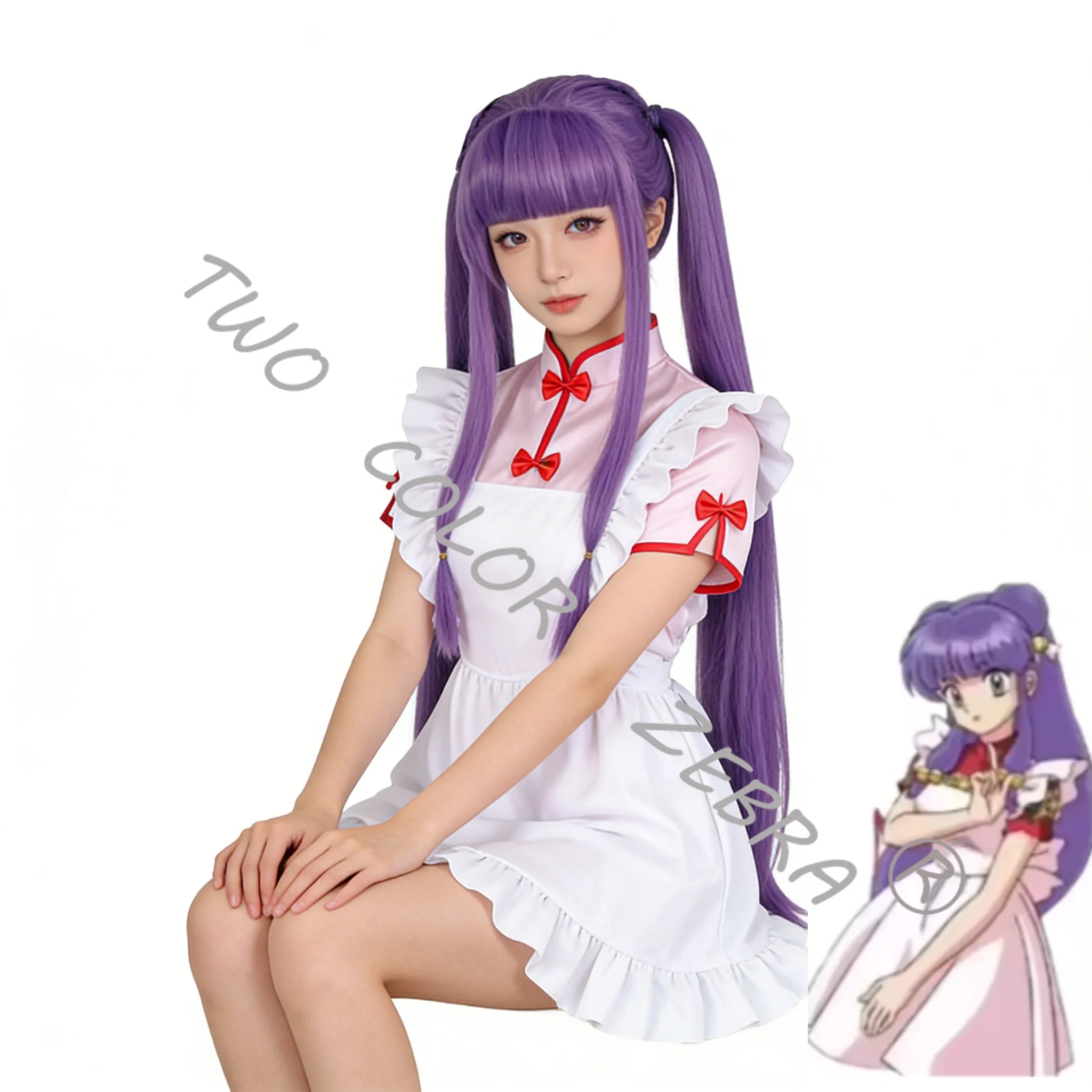 Фото Ranma 1/2 шампунь, карнавальный костюм, парик, фартук, униформа горничной, платье Cheongsam, головной убор, полный комплект, Хэллоуин, Рождественская вечеринка для девочек №5