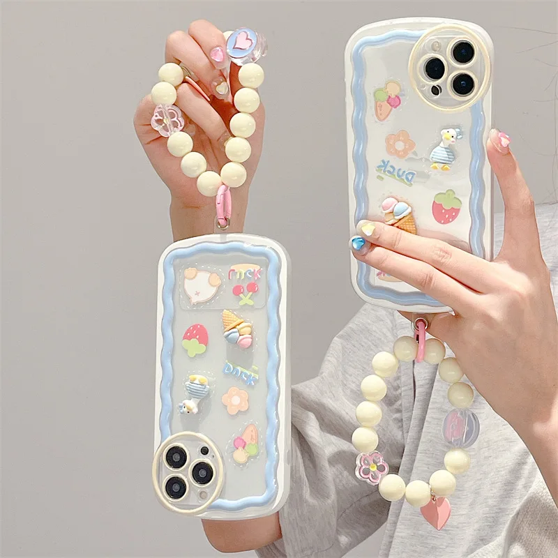 

Cartoon Duck Ice Cream Chains Phone Case Cover for IPhone 14 Plus 11 12 13 14 Pro X XR XS Max Shockproof Case for IPhone 14