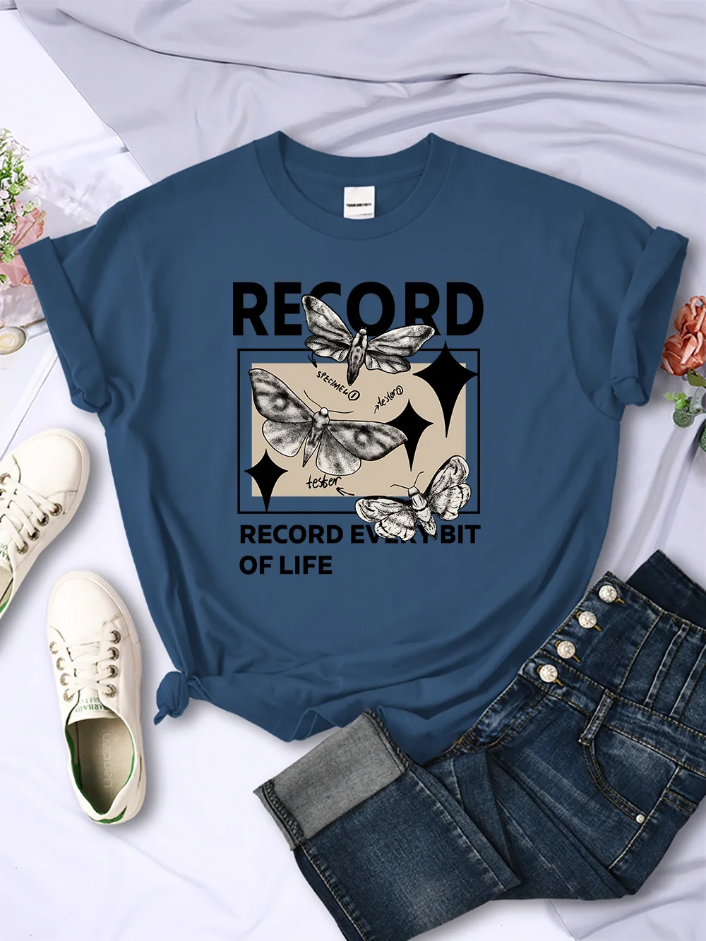 Record Every Bit Of Life Printed Women T-Shirt Casual Sport Short Sleeve Breathable Summer T Shirt Street Casual Tees Clothing