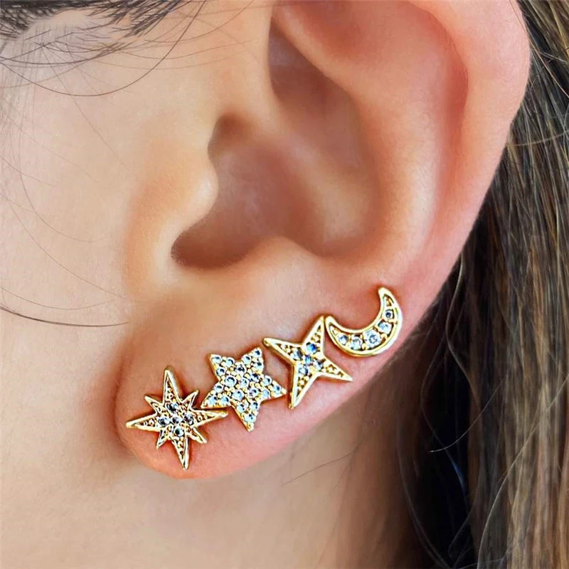 

Серебро S925 пробы, Романтическая звезда, четыре части, простое и универсальное ювелирное изделие для женщин, модные ювелирные изделия, тренд...