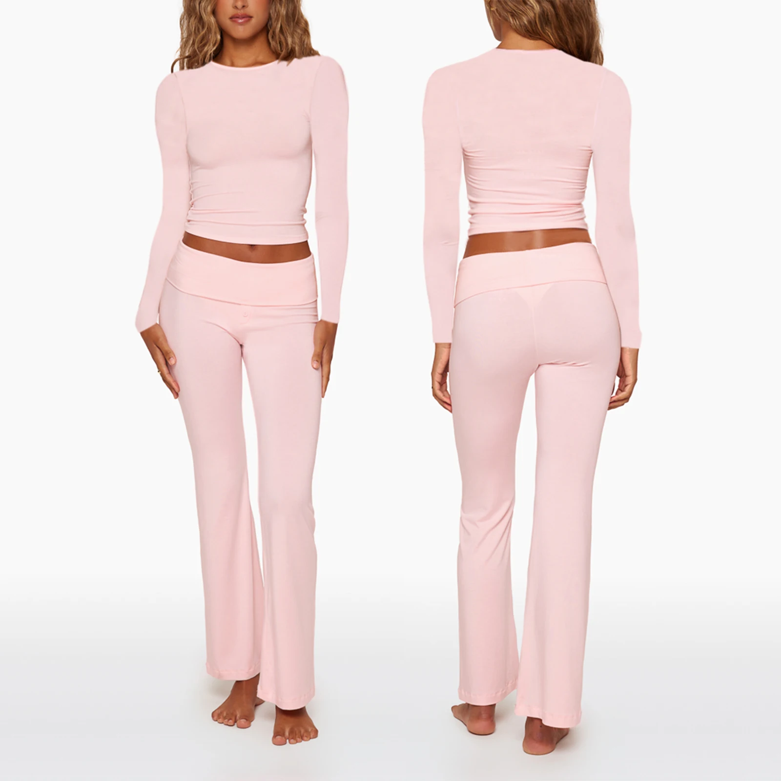 Женский однотонный спортивный костюм из двух предметов облегающая футболка с