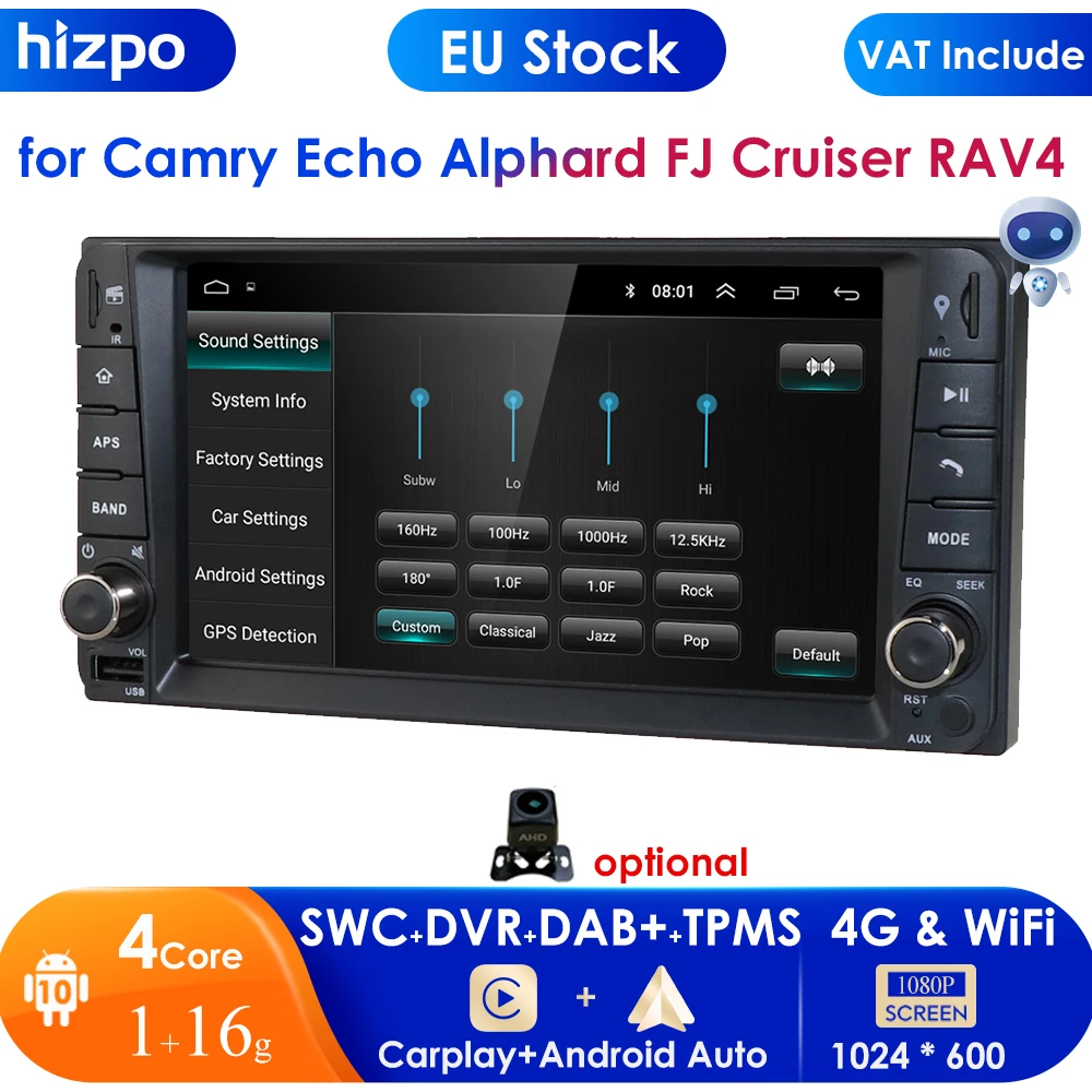 Автомагнитола 2 din 7 дюймов Android мультимедийный плеер для Toyota RAV4 Corolla Camry Echo Alphard FJ