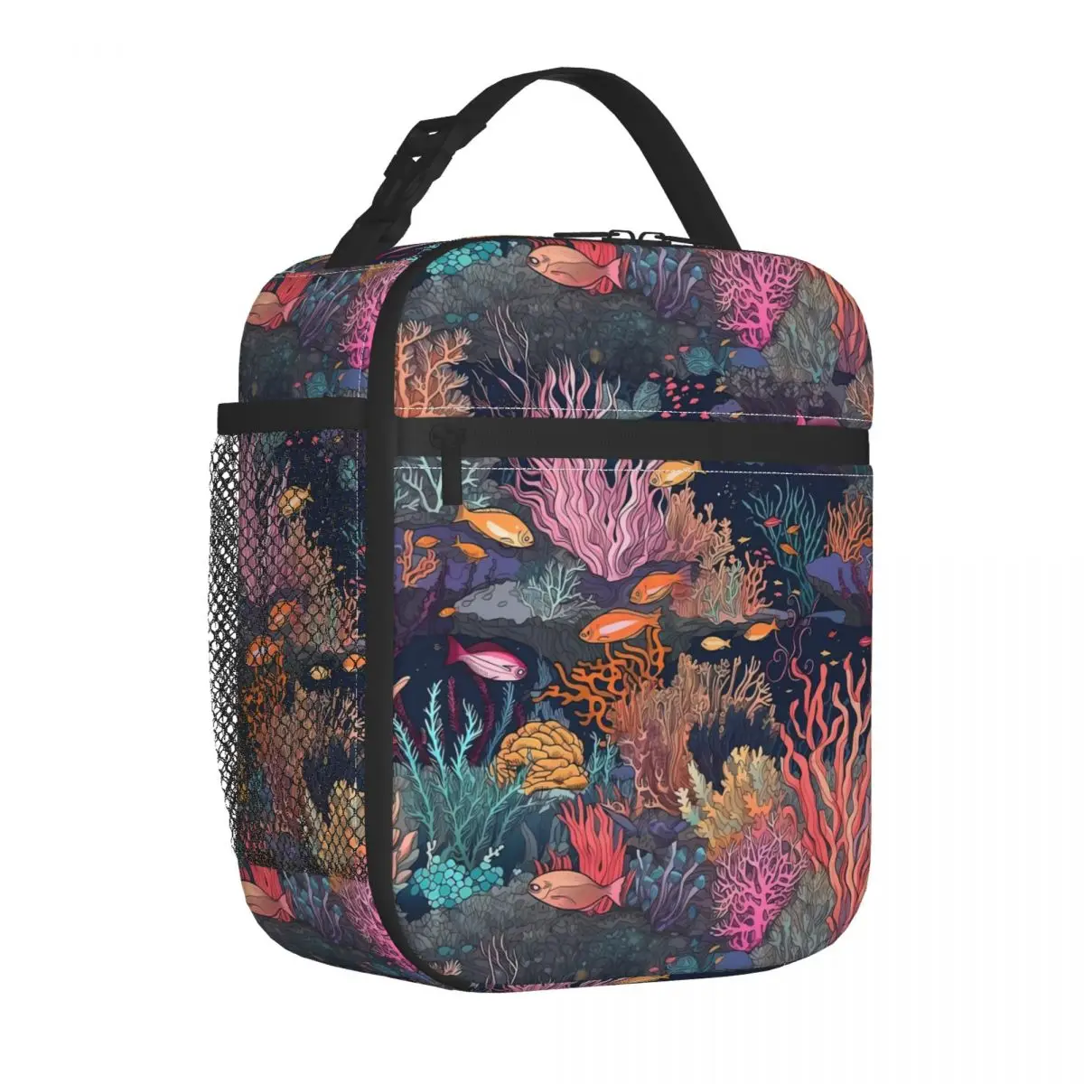 

Tropical Marine Lunch Bag Coral Reef Print Vintage Lunch Box Picnic Portable Insulated Tote Food Bags Custom Cooler Bag