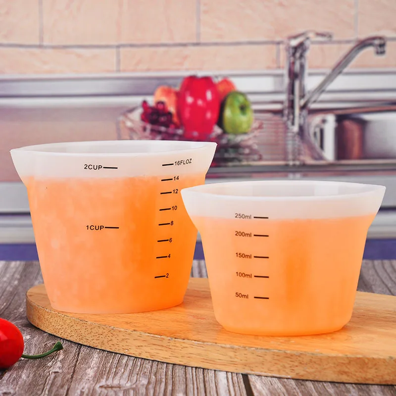 

Silicone Measuring Cup Large 500ml Household Translucent Measuring Cup with Scale DIY Baking Tools 250ml Kitchen Scale