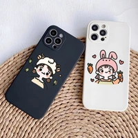 cute cartoon avatar phone case black white for iphone 12promax 13 11 pro max mini xs x xr 7 8 6 6s plus se 2020 cover