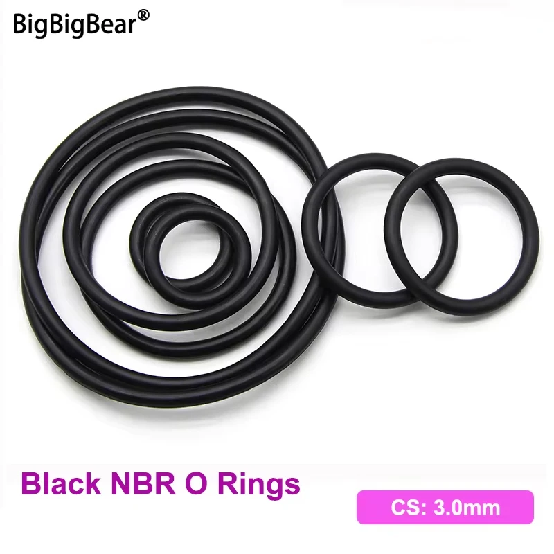 

10/50 шт. черное уплотнительное кольцо NBR, толщина CS 3 мм, наружный диаметр 9 ~ 210 мм, нитриловая резина, круглая уплотнительная шайба типа O, устойчивая к коррозии и масла