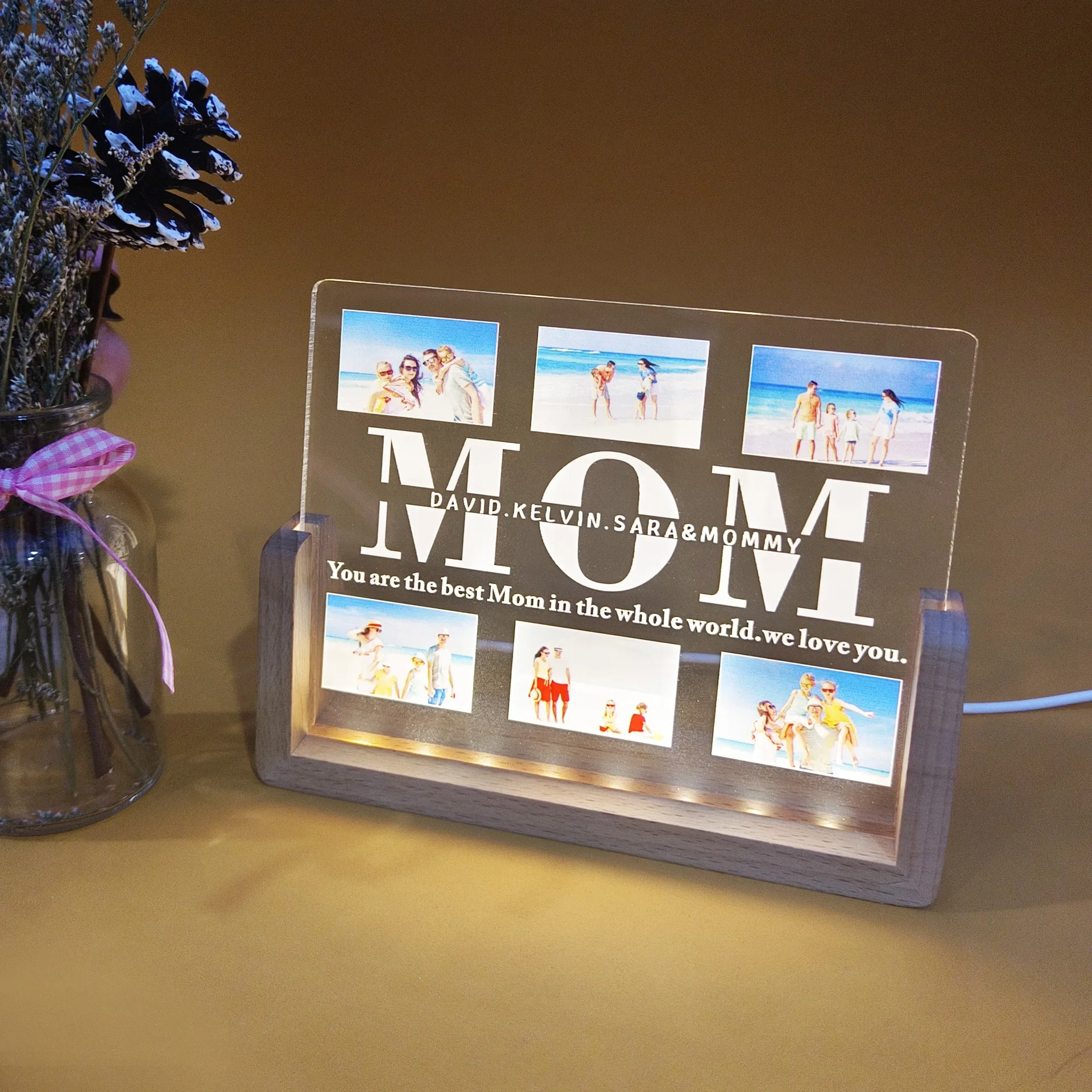 Акриловая миниатюрная Настольная лампа с цветным УФ-принтом декоративный