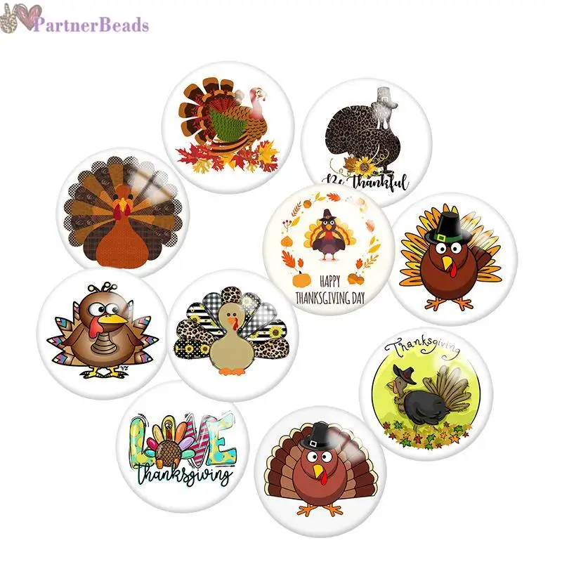 

Orange Thanksgiving Round Photo Glass Cabochon Demo Flat Back Making Findings 20mm Snap Button N7641