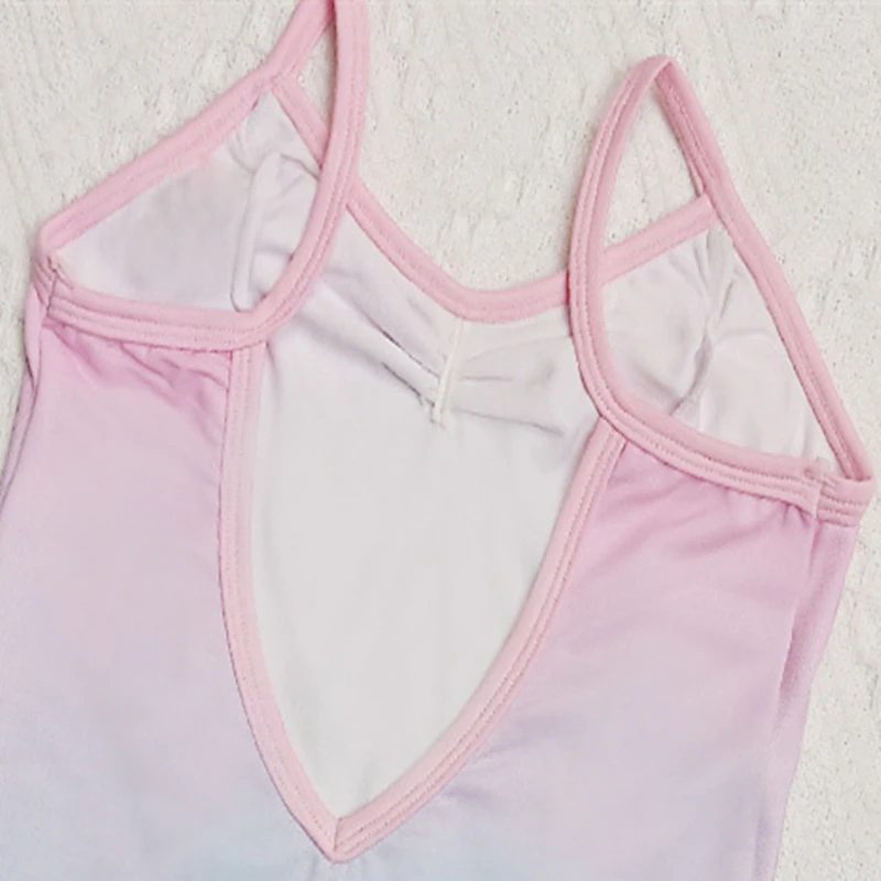 Балетные трико для девочек без рукавов с градиентом цвет балерины костюм детей