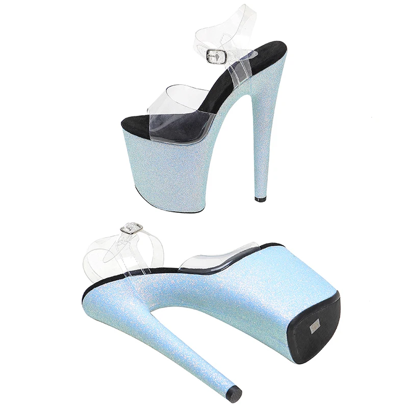 Leecabe 20cm/ 8inches PVC   upper  fashion sexy   glittering platform high heel   sandals  pole dance shoes