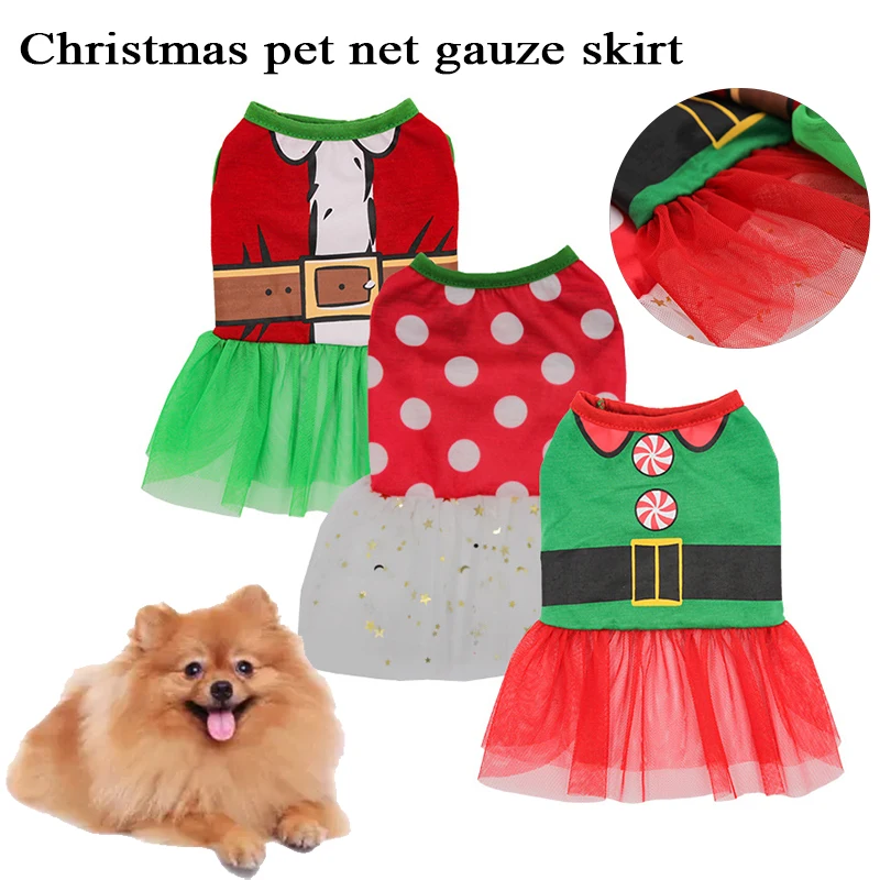 

Christmas Pet Mesh Skirt For Small Dogs Cats Clothes Christmas Cosplay Pet Dress Fancy Princess Clothing Festive Items Clothing