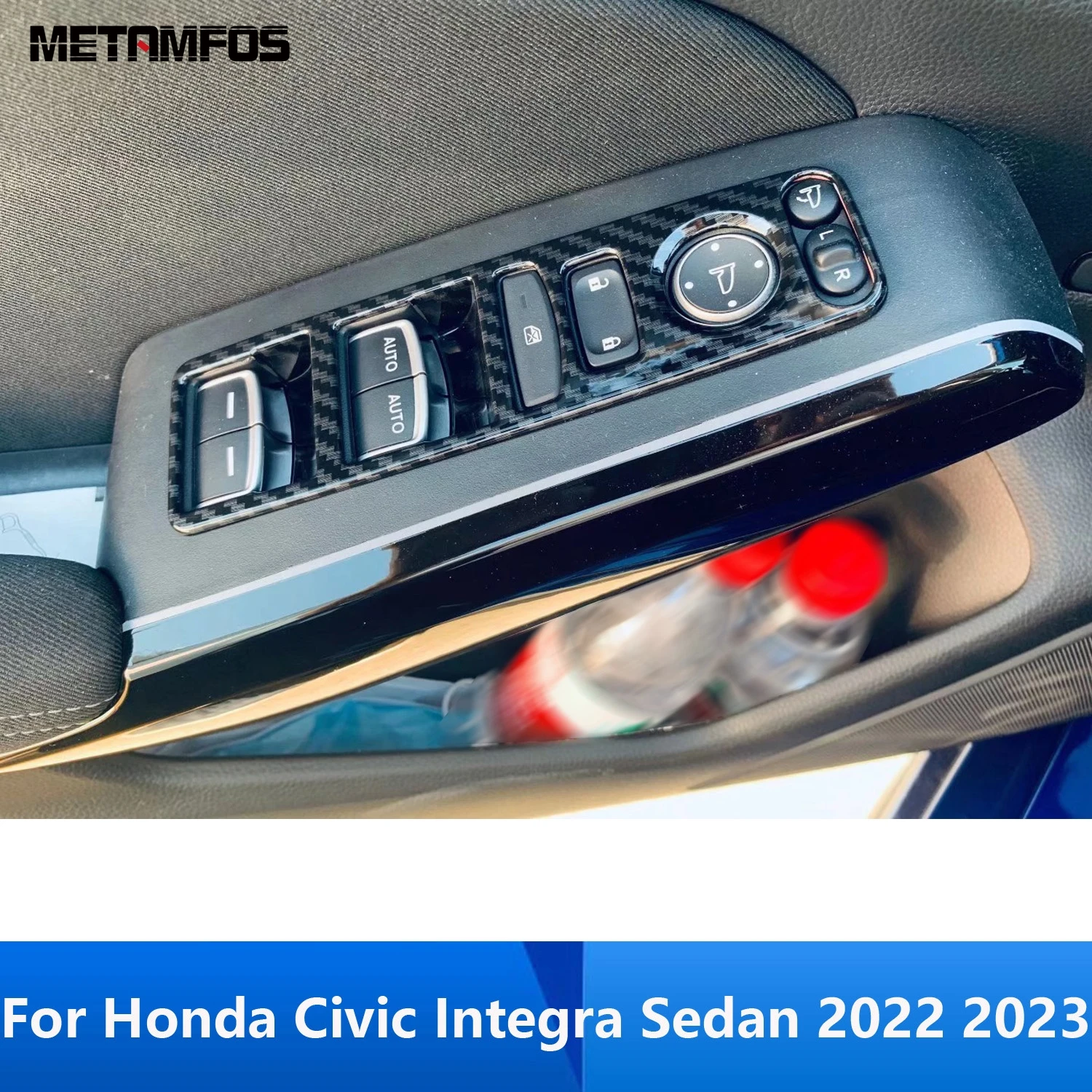 

Для Honda Civic Integra Sedan 2022 2023 внутренняя панель подлокотника из углеродного волокна рамка оконного подъемника крышка переключателя отделка автомобильные аксессуары