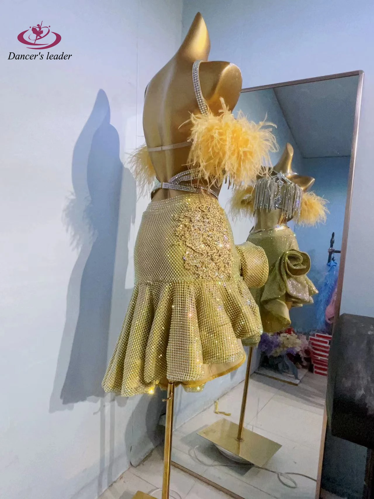 Женская юбка для латиноамериканских танцев настраиваемая из сетчатой ткани с