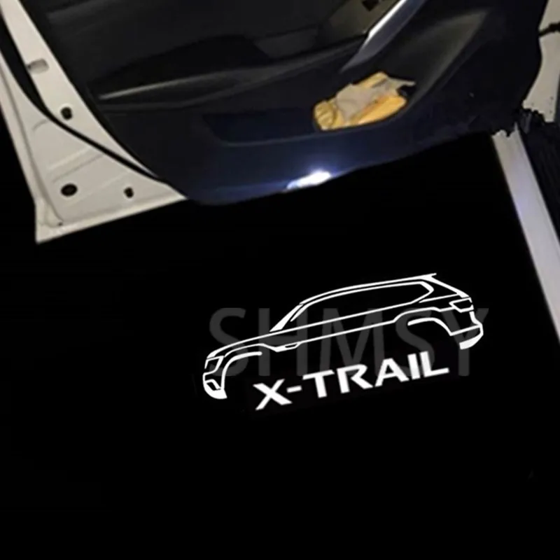 

2 шт. лампа приветствия двери автомобиля, светодиодная лампа для проектора для Nissan X-trail T30 T31 2001-2009 2010 2011 2012 2014 аксессуары