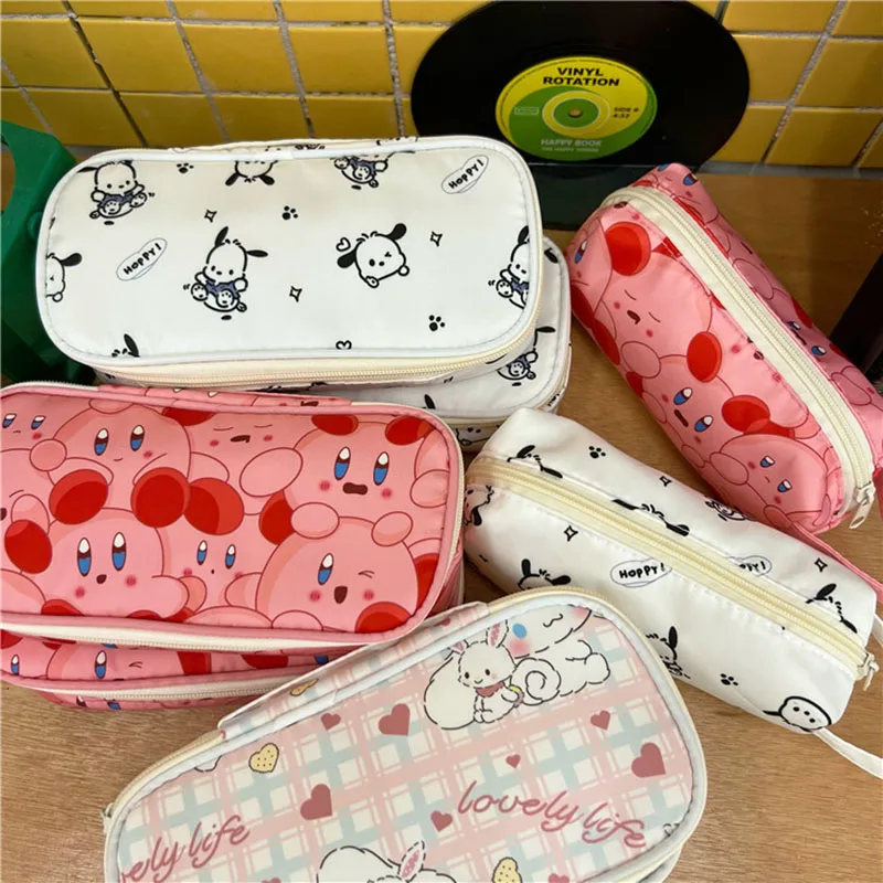 

Cartoon Stationery Box Kawaii Sanrio Pen Bag Cinnamoroll Pochacco Kirby Creative Large Capacity Multifunctional Storage Bag