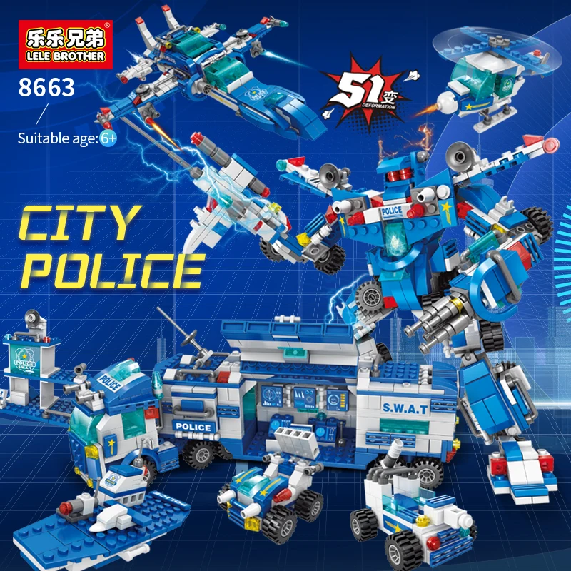 Конструктор полицейский SWAT Детский конструктор с мини-фигуркой развивающая