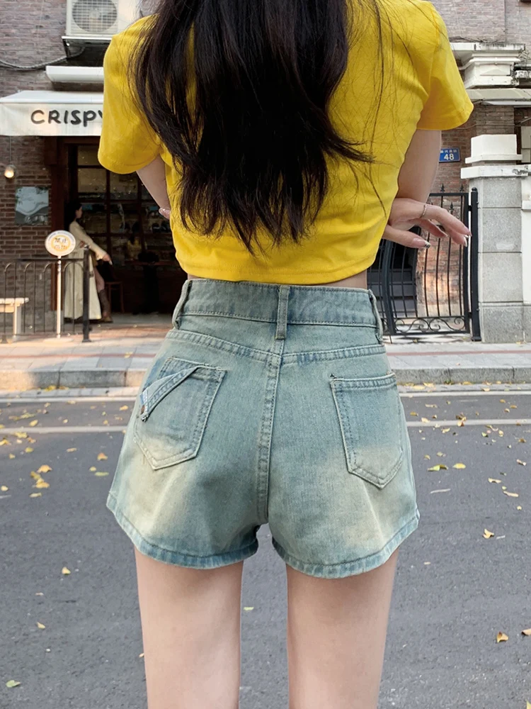 Summer Denim Shorts Jeans Skirts Women Y2K Amercian Retro Bodycon Wrap Hip Mini Skirts Hot Girl Shorts Femme Pantalones Mujer