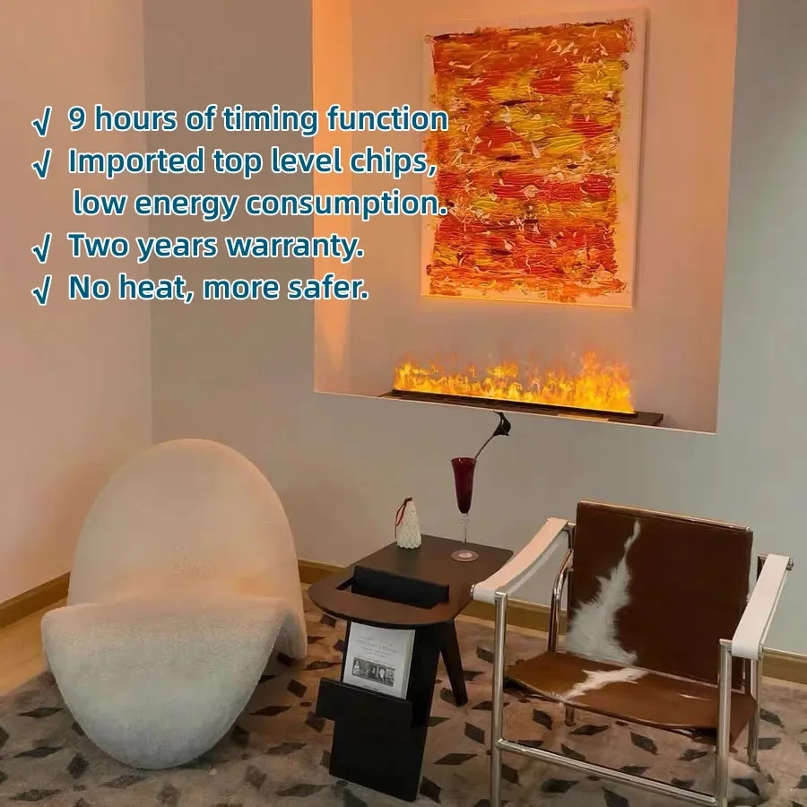 220 В Water Vapor Opti Myst Mist 3D Led Fire Flame Effect Steam Декоративное пламя Электрический камин для