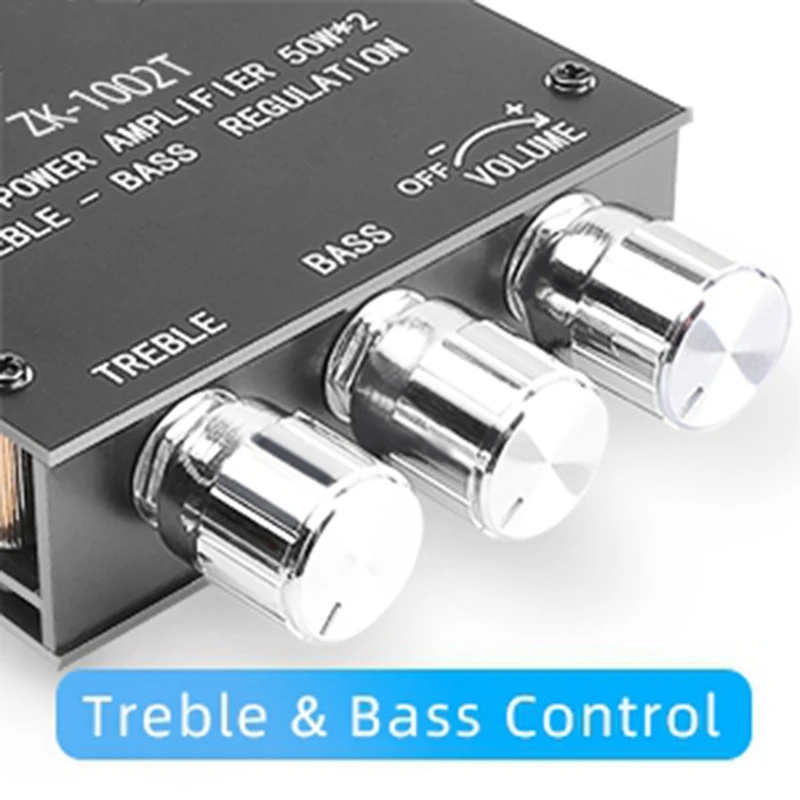 Плата усилителя ZK-1002T с управлением высокими и низкими частотами BT AUX-входами