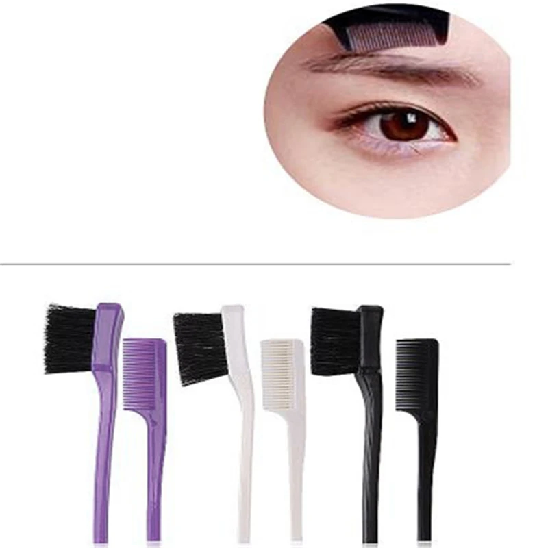 

2020 NEW Double Sided Hair Edge Control Comb Hair Hairbrush Women Make Up Eyebrow Brush