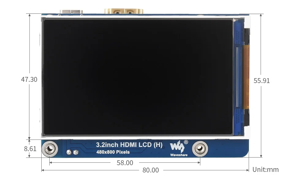 3 5-дюймовый ЖК-Дисплей HDMI (H) IPS без сенсорного дисплея 2 × 800 с регулируемой