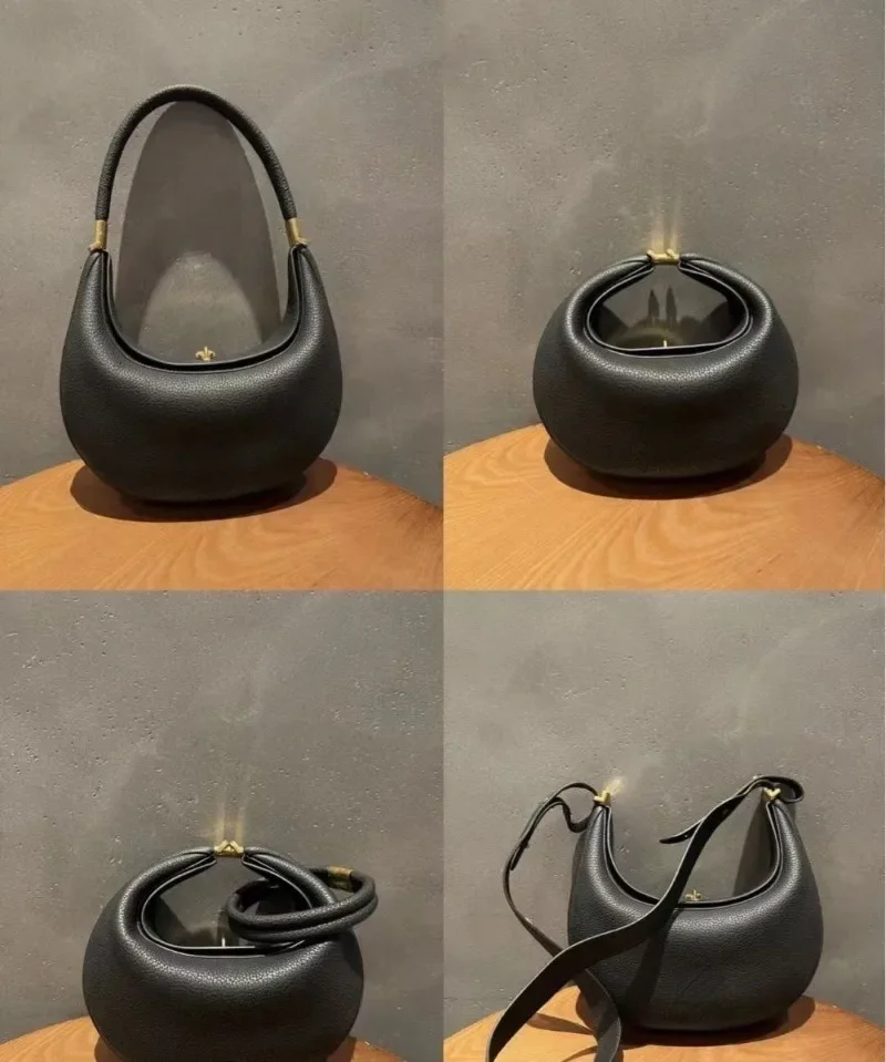 

Сумочка для женщин полумесяца, роскошный Повседневный саквояж из воловьей кожи под подмышками, универсальная элегантная однотонная французская сумка на плечо