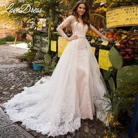 lovedress luxury mermaid wedding dress 2022 with detachable train elegant tank sleeves lace bridal gown button vestido de noiva
