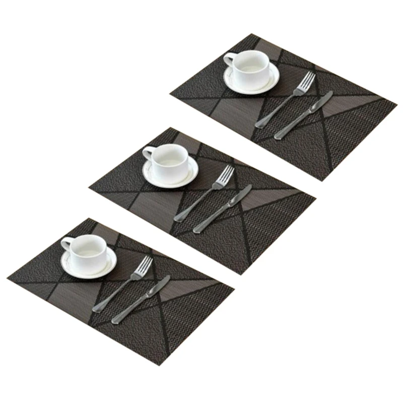 

18Pcs Europe Style Placemat Waterproof Decoration Mat Heat-Resistant Table Mat Dishes Coaster Tableware Mat Black