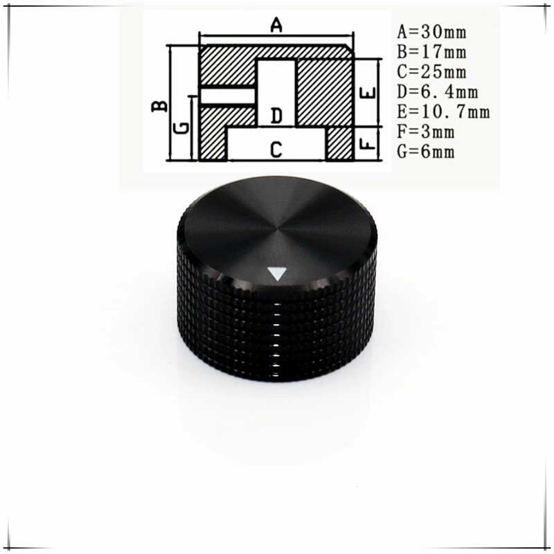 

Алюминиевая ручка потенциометра 30х17 мм, 6 мм